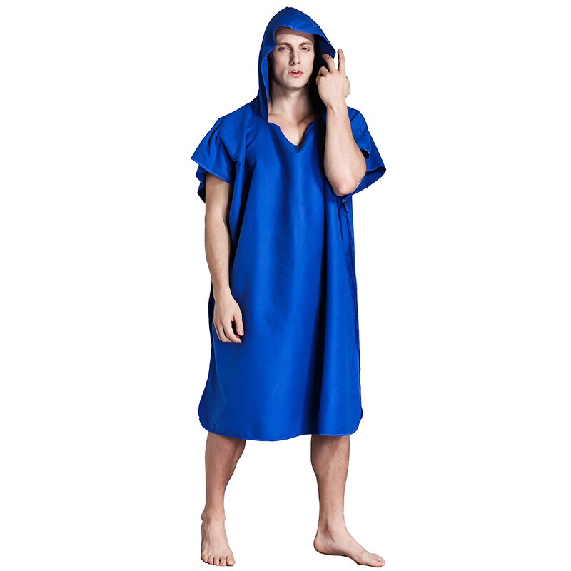 Zipsoft-albornoz con capucha para hombre y mujer, de secado rápido Toalla de microfibra, Poncho para playa y piscina, fácil de cambiar