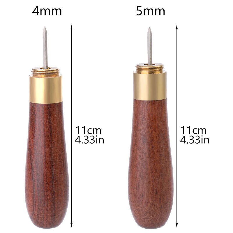 LMDZ Sewing Awl with Diamond Shape Blade 2 Sizes of Mahogany Handle Leather Sewing Awl Hand Sewing Awl for Leather Sewing Craft