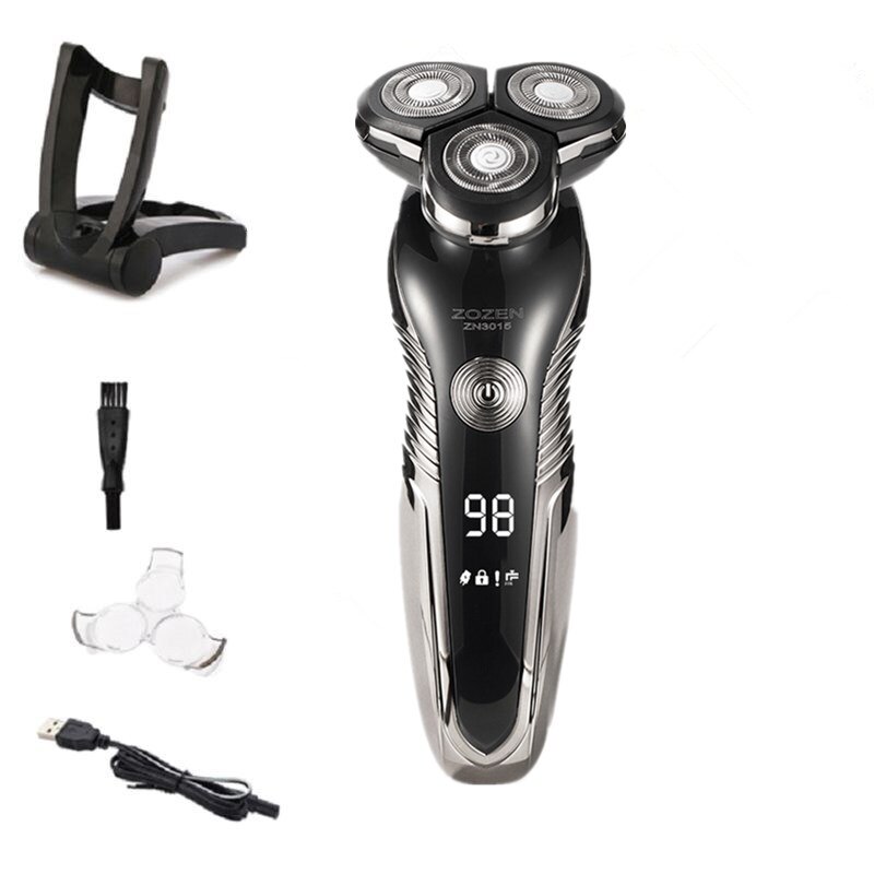 Barbeador elétrico Recarregável USB Display Digital Inteligente de Lavagem de Corpo Inteiro Barbeador máquina de Cortar Cabelo Nariz Aparador de Pêlos de Orelha: 2 IN 1 BLACK