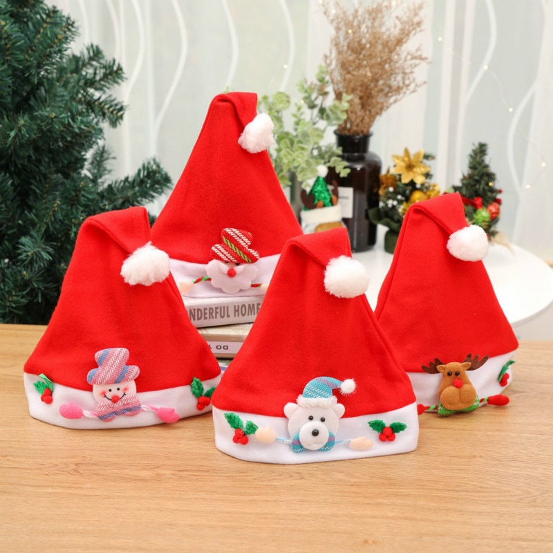 1 pièces bonhomme de neige père noël Elk noël chapeaux fête pour bébé adulte père noël chapeaux nouvel an décoration enfants fête fournitures