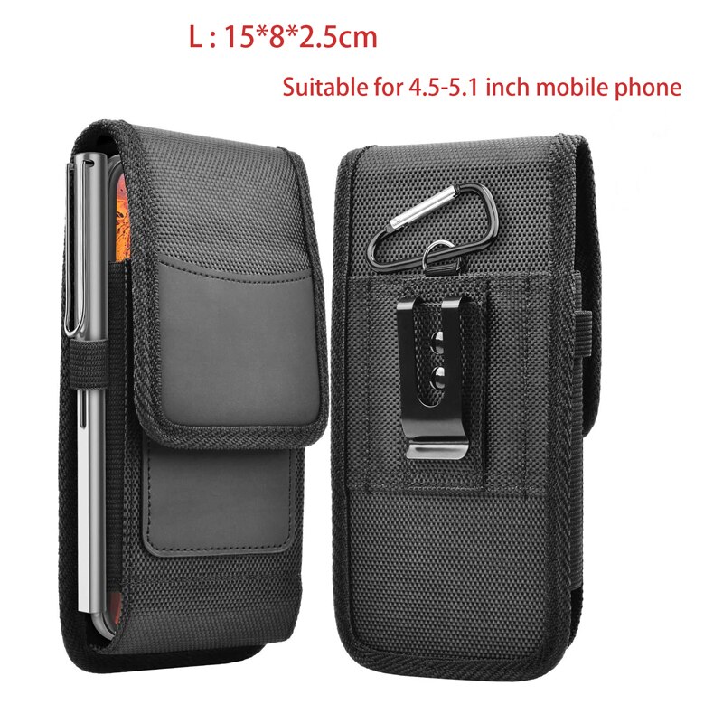 Mobiele Telefoon Heuptas 3.5-6.3 Inch Voor Iphone Samsung Xiaomi Huawei Htc Haak Loop Holster Telefoon Pouch Riem taille Bag Cover Case: L Size