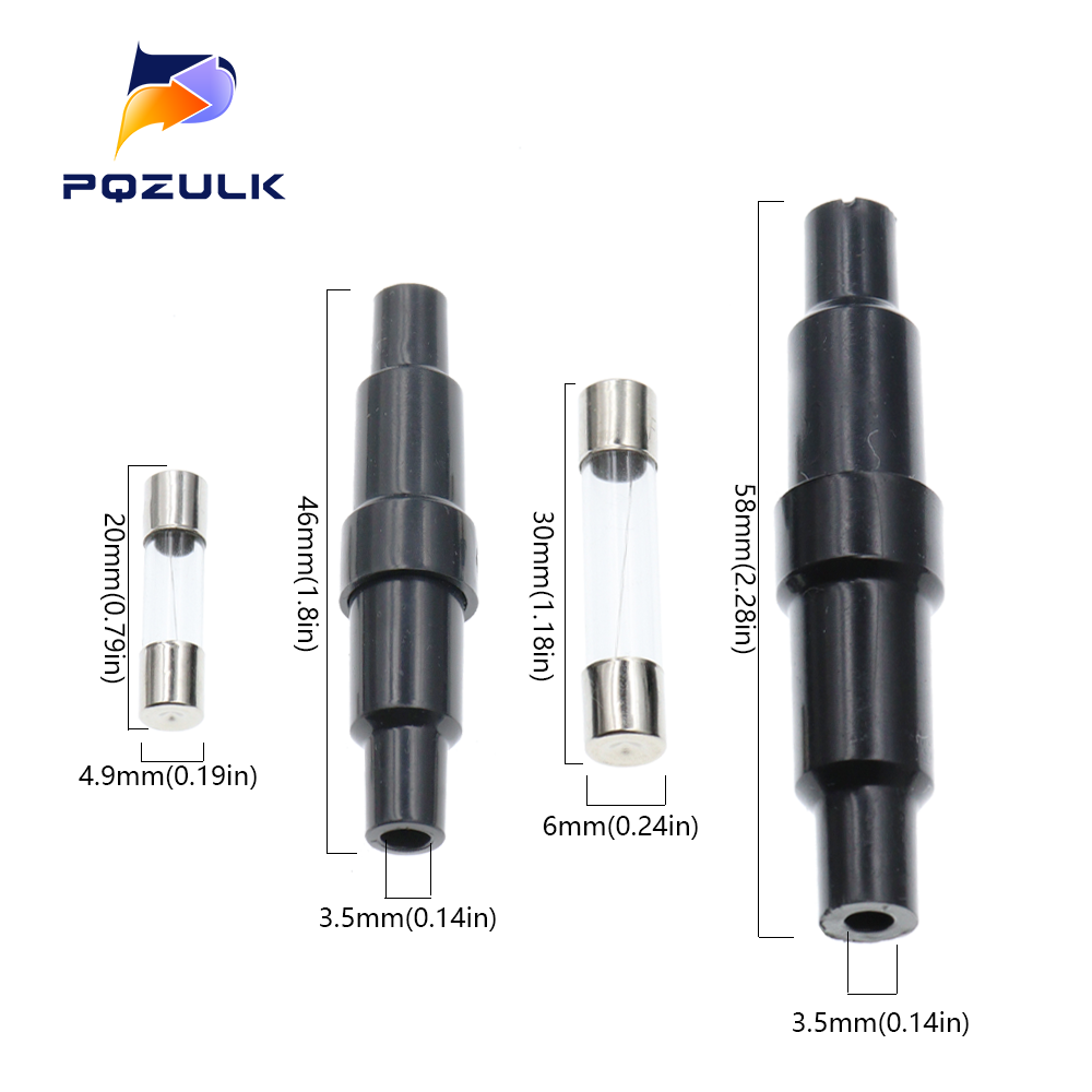 10PC 5X20MM 6X30MM Glass Tube Fuse Holder Screw Type Quick Blow Plastic Shell Male Female,Spring,Crimping Terminal Safety Socket