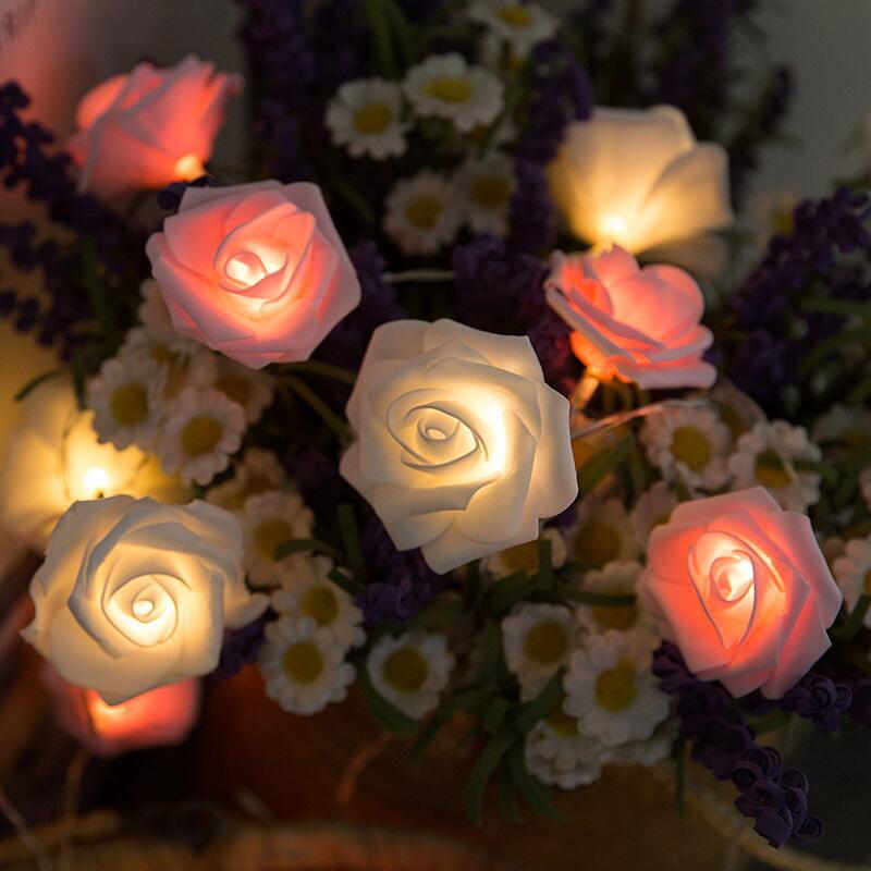 3M Rose Licht Decoratie Led Rose Voor Bruiloft Meisje Hart Kamer Valentijnsdag Tuin Nachtlampje Vuurvlieg Lights decor: Red Pink Rose / 3m 20 leds / USB powered