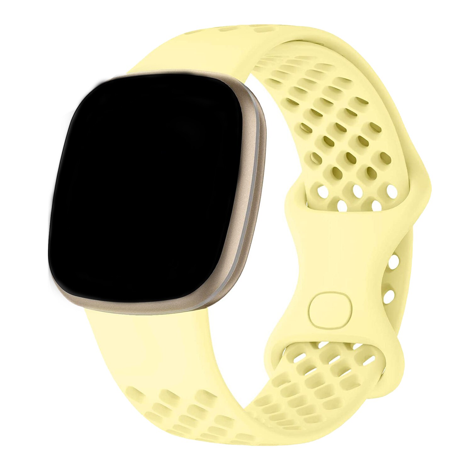 Sport Watch Band for Fitbit Versa 3 Strap Soft Breathable Silicone Bracelet Wristband for Fitbit Sense Accessories Women Men S L: Milk Yellow / L(6.7-8.1inch)