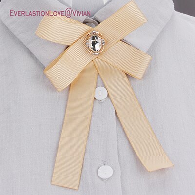 SUQI Mode Boog Broches Pins sieraden Voor Vrouwen Lint Das Broche vrouwen kinderen broche tie voor Party bruiloft: apricot
