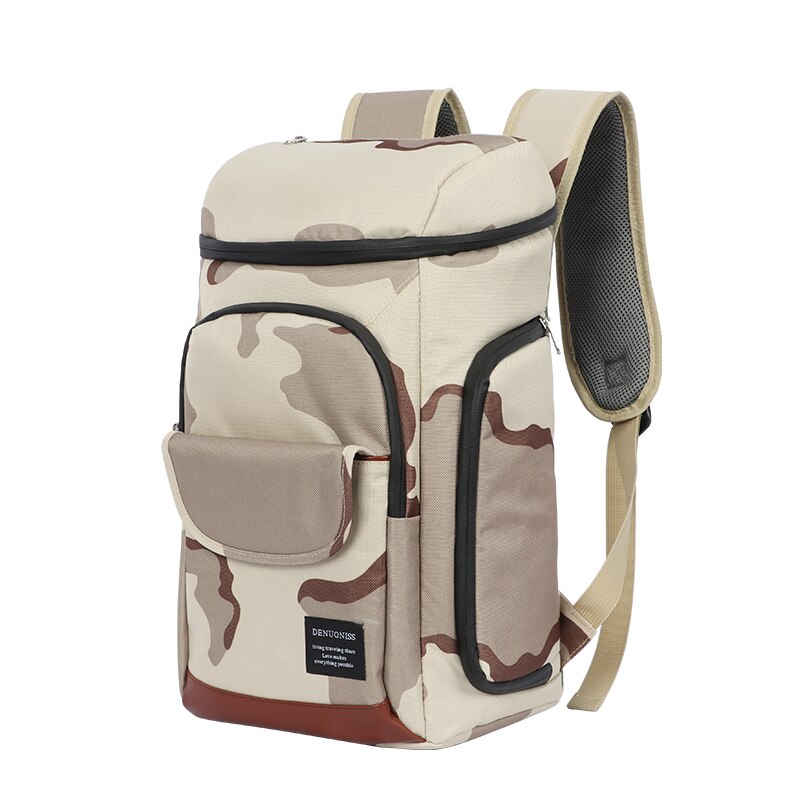 Denuoniss Koeler Rugzak Sac Isotherme Zachte Grote Voedsel Thermische Zak Lekvrij Geïsoleerde Camping Isothermische Koelkast Zak: Brown camouflage