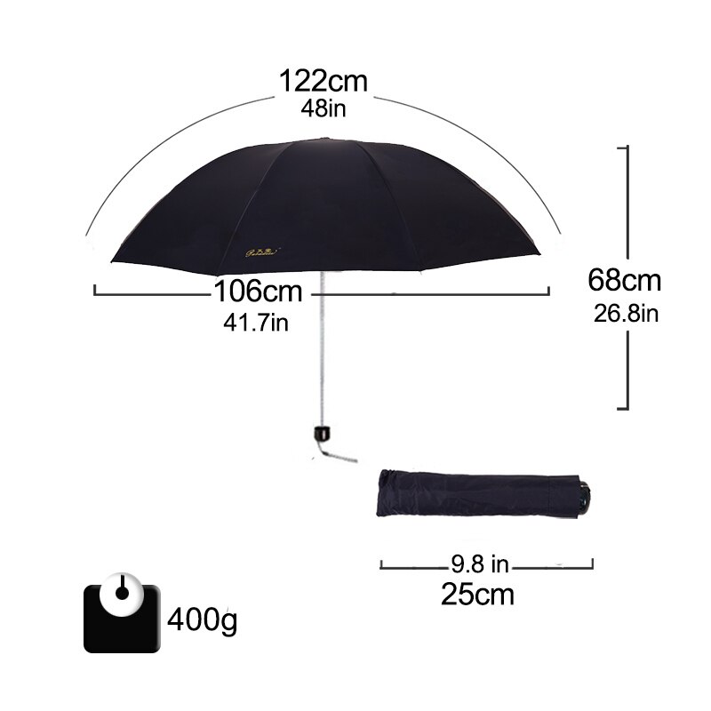 Sombrilla grande impermeable plegable negro con revestimiento Anti-UV mujeres hombres paraguas grandes