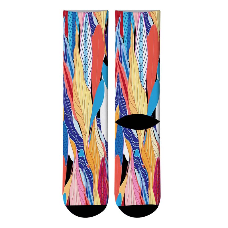 3D Printed Japanese Colorful Paint Crew Socks Men Japanese Ukiyoe Long Socks Paint Wave Flowers Men's Dress Tube Socks: 6