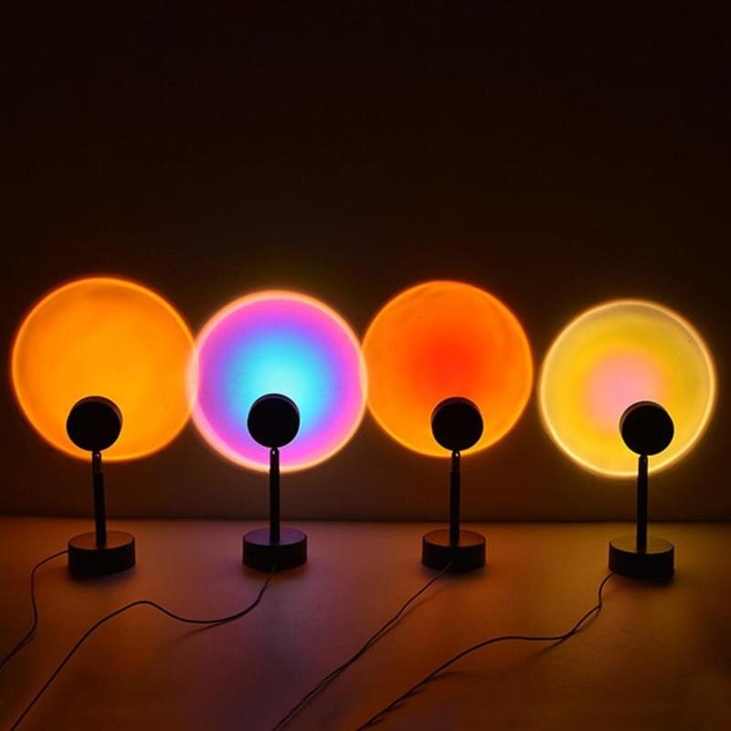 Zonsondergang Projector Creatieve Sfeer Led Nachtlampje Projector Koffie Winkel Achtergrond Wanddecoratie Kleurrijke Licht Lamp