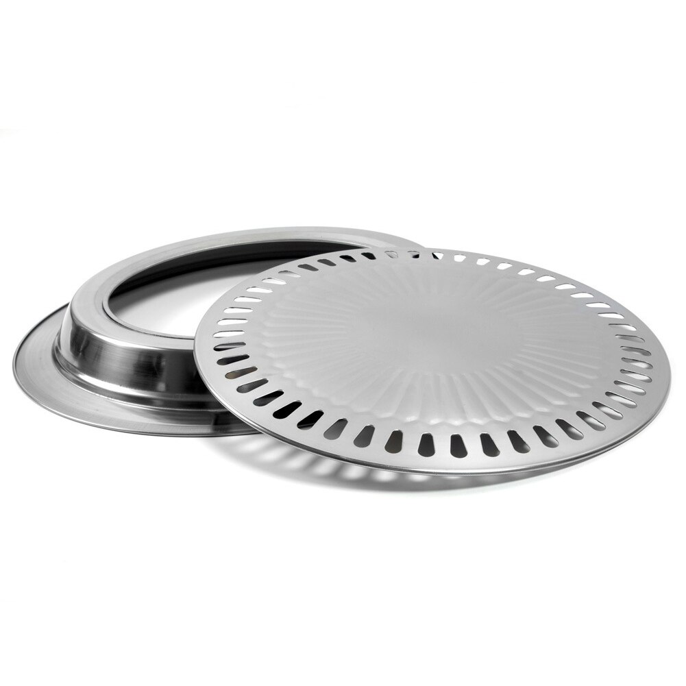Grill Smokeless Grilling Plate BBQ Grill Tray Stovetop Outdoor Indoor Camping Picnic House Stainless Steel REUSEABLE Cooking