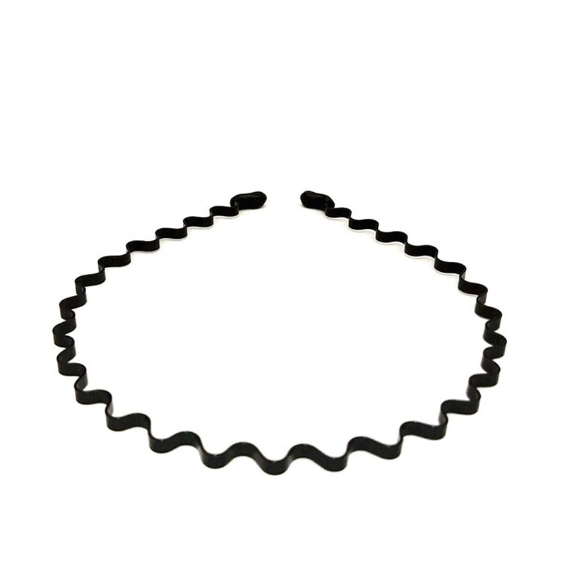 Bandeau de cheveux en métal noir ondulé pour hommes et femmes, unisexe, couleur unie, couvre-chef décontracté pour adultes, 5 Styles, 1 pièce