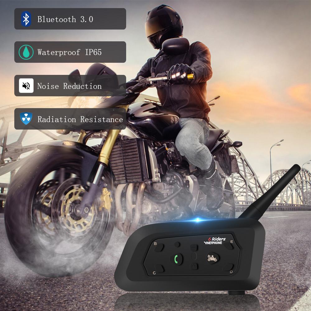 EU R6/E6/V6 Helmet Intercom 6 Riders 1200M Motorcycle Bluetooth Intercom Headset Walkie Talkie Helmet BT Interphone/Vnetphone