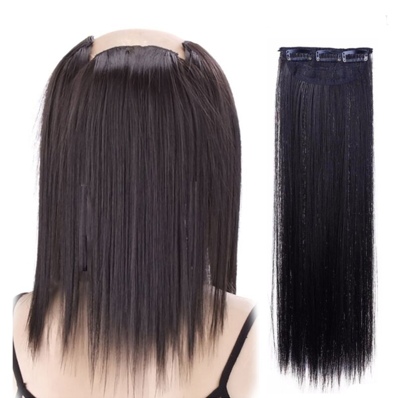 3 Clips In Extensions 45CM Straight Hairpieces for white women Synthetic high temperature fiber Hair 3pieces a head