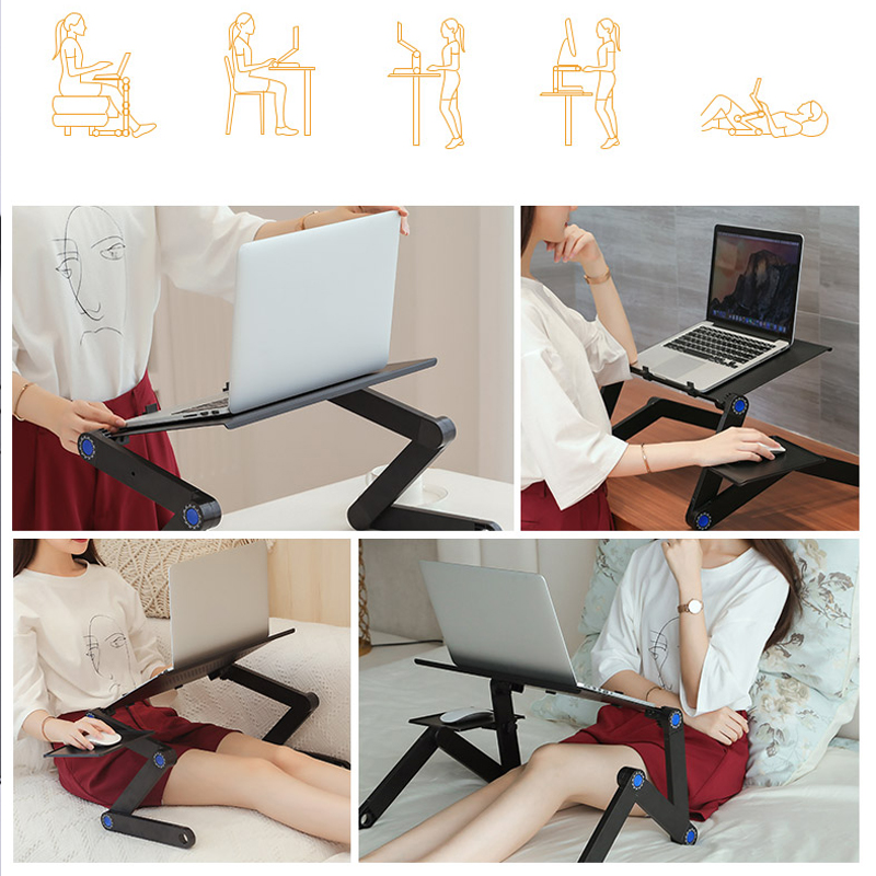 Adjustable Laptop Stand For Bed Aluminum Adapdesk Standing Desk Support Notebook Stand Base Laptop Holder With Mouse Pad Table