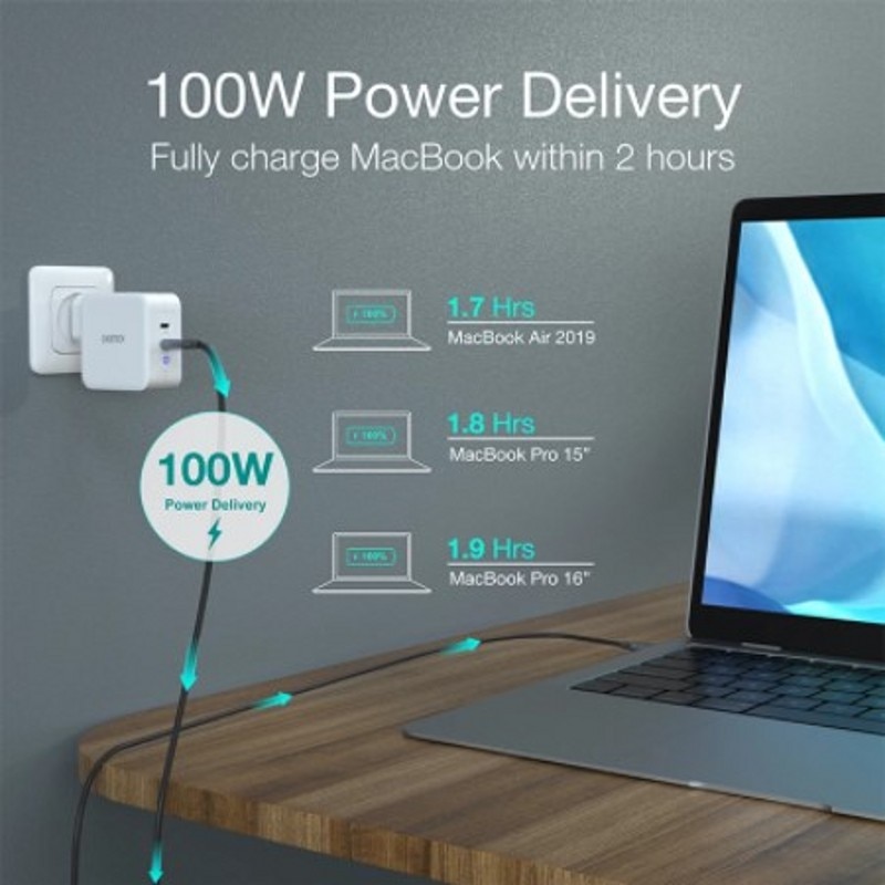 CHOETECH PD 100W GaN Dual USB Type C Charger for MacBook Air iPad iPhone 12 Pro Samsung Huawei ASUS Wall Charger for Lenovo DELL
