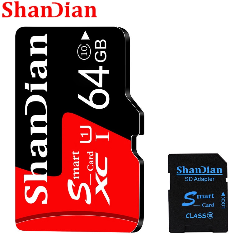 Shandian Rode Micro Sd-kaart Mobiele Telefoon Geheugen Capaciteit Uitbreiding 8Gb 16Gb 32Gb 64Gb 128Gb gratis Komt Met Sd Adapter