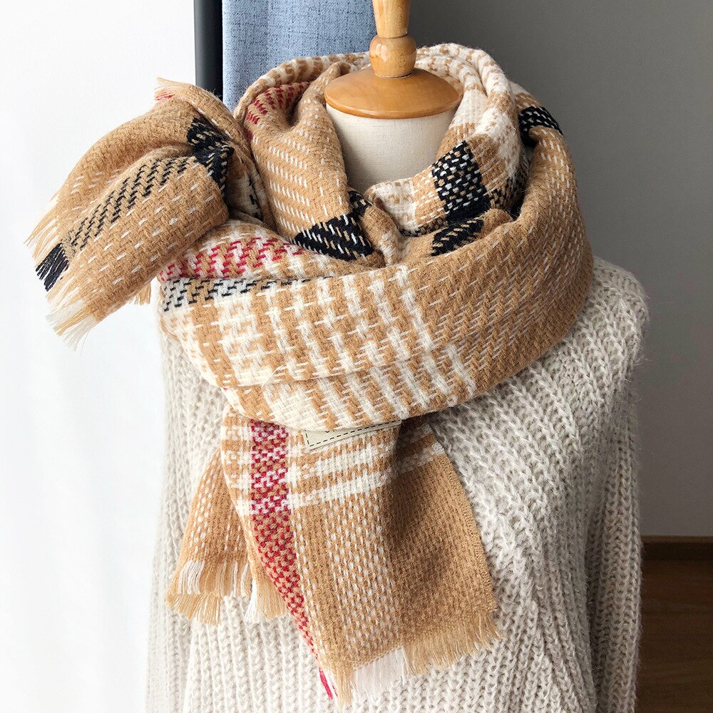 Pied-de-poule geruite acryl pashmina sjaal dames winter warm imitatie kasjmier deken sjaals omslagdoeken bufanda