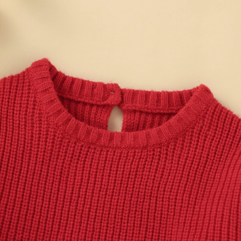 Baby Girl Rainbow Casual Sweater Winter Warm Colthes Kids Solid Print Cotton Knitted Outerwear Clothes