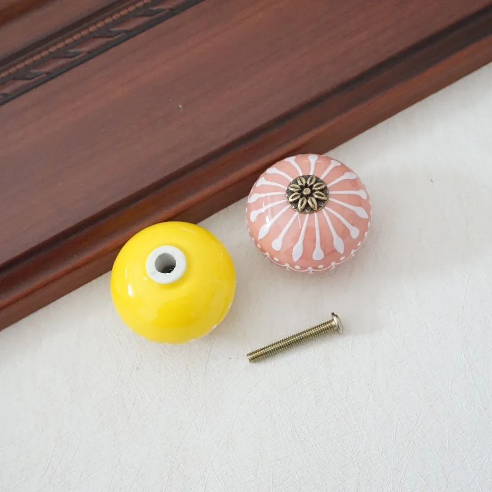 Keramiske knott / kommode knotter hvit blå kabinett trekker knotter / unike kjøkken dørhåndtak knott møbler hardware