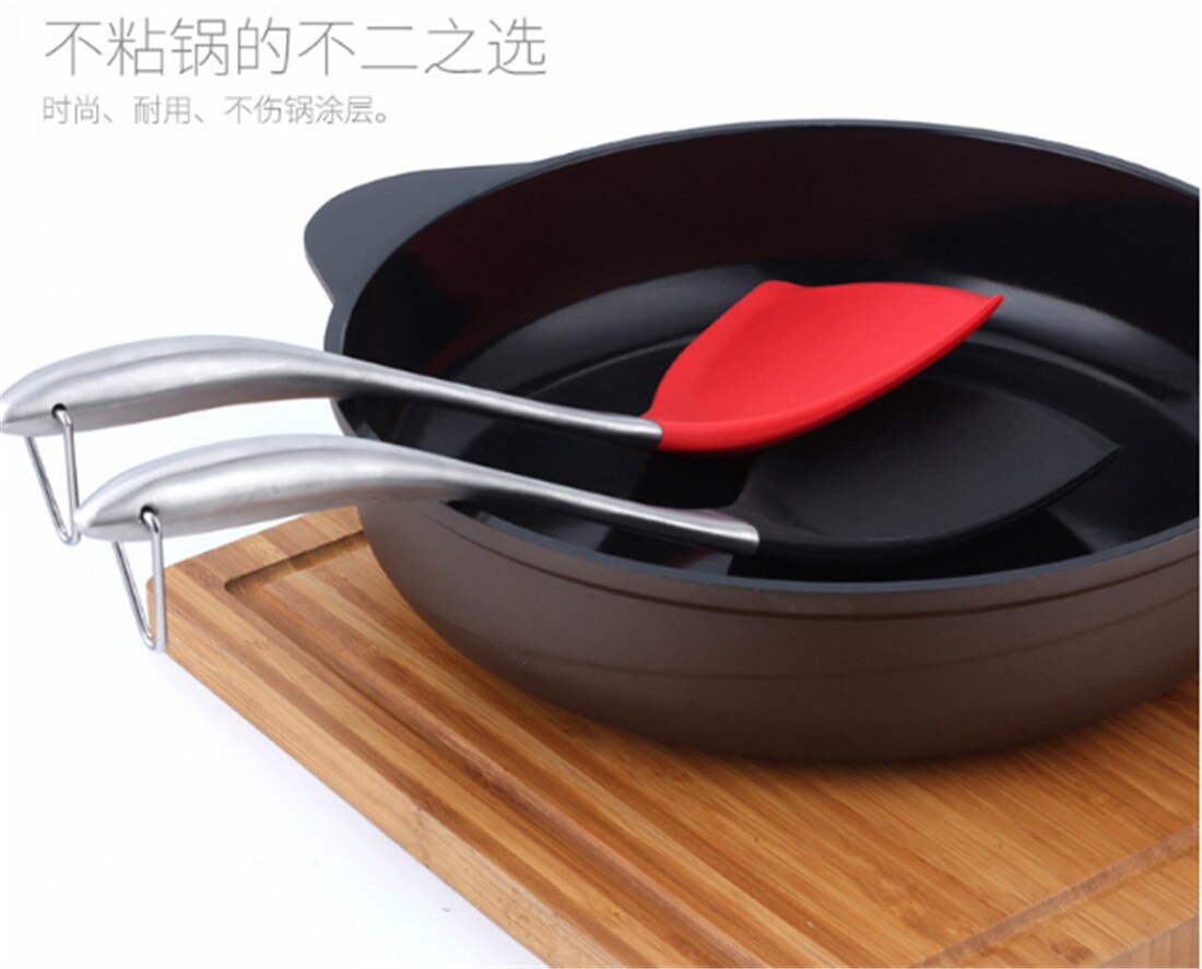 cibo grado silicone Spatola in Acciaio Inox Maniglia tornitore non-bastone Pieghevole Pesce pancake Pala Spatola Strumenti di Cottura