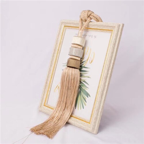 Paire de brosses dorées à pompon pour rideau de café, 2 pièces/lot de pointes à suspendre: Beige