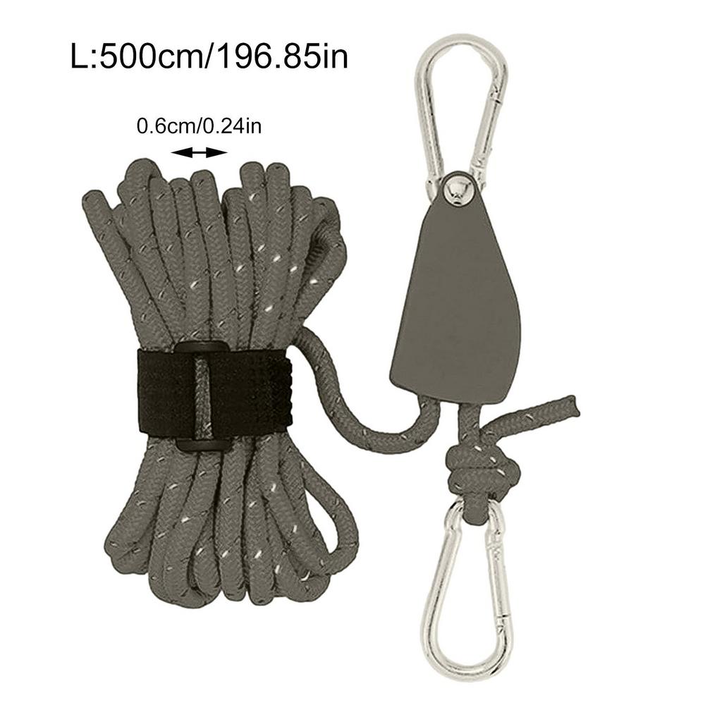 Kampeertent Vastbinden Touw Strakker Bevestiging Katrol Hangers Luifel Touw Haak Gesp Touw Aanhaalriemen Gereedschap: Donker Kaki