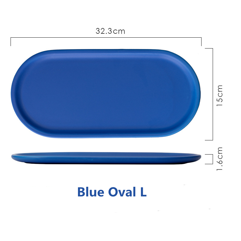 Porcelain Kitchen Serving Tray Ceramic Rectangular Oval Dinner Plate for Party Oven Microwave Dishwasher Safe Dinnerware