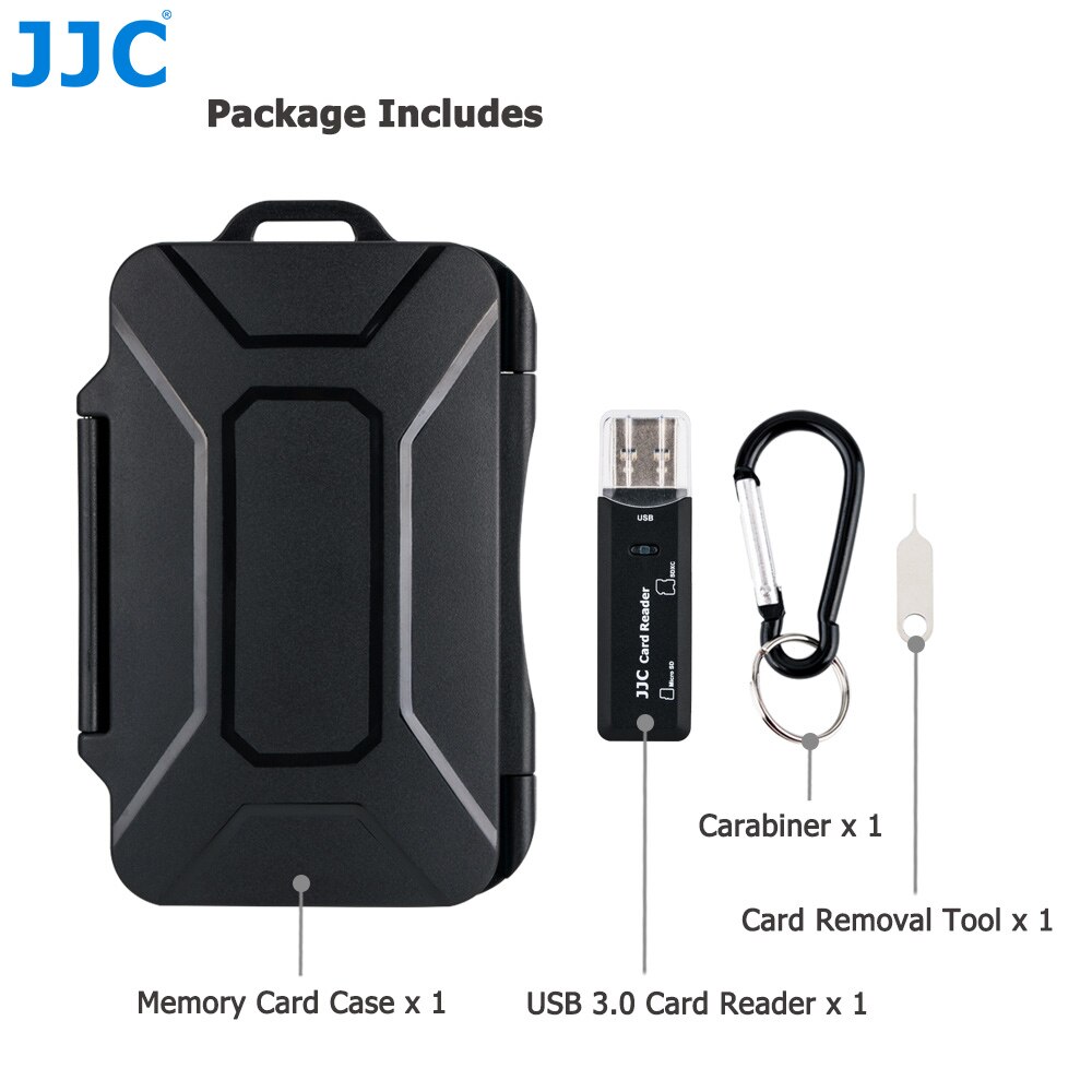 JJC-lector de tarjetas USB 3,0, caja de almacenamiento para 7 SD, SDXC, SDHC, 16 MSD, Micro SD, TF 2, Micro SIM 2, Nano SIM