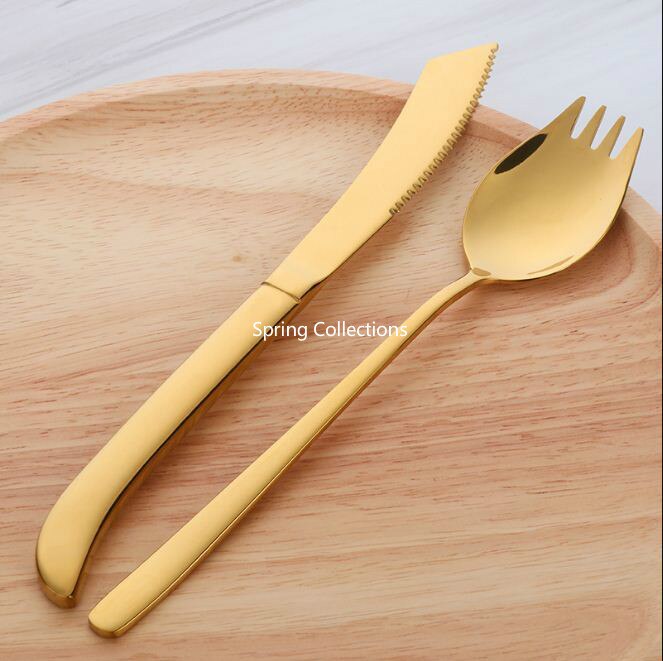304 Stainless Steel Rainbow Color Steak Knife Western Style Dinner Knives Tableware Set Sharp Cutlery Dinnerware Accessories