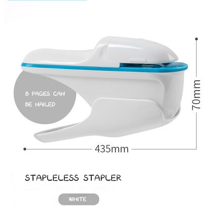 Stapler Needle-Less Stapler Hand-Held Mini Office Supplies For Students Safe And: white