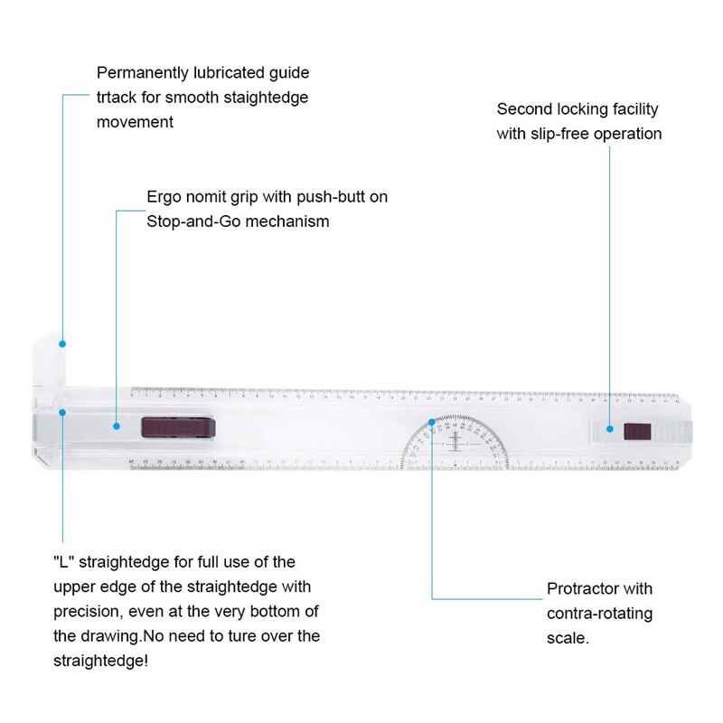 A3 Drawing Board Drafting Table Multifunctional Drawing Board Table with Clear Rule Parallel Motion and Angle Adjustable Measuri