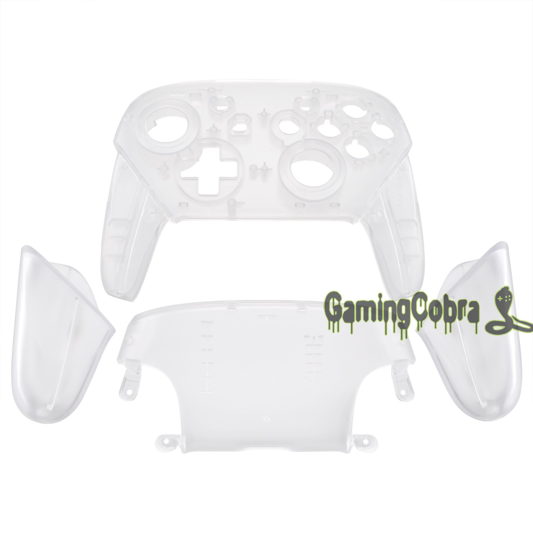 EXtremeRate Frontplatte Backplate Gehäuse Shell Cover mit Griffe Ersatz für Nintendo Schalter Pro Controller: Transparent Clear