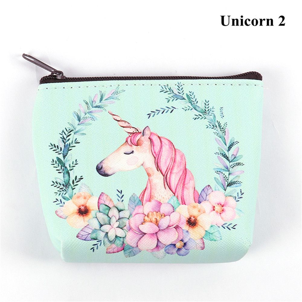 Vrouwen Meisje Uil/Eenhoorn/Flamingo Printing Mini Draagbare Tassen Mode Portemonnee Kaarthouder Portemonnee Key Pouch Maken up Cartoon Tas: A2