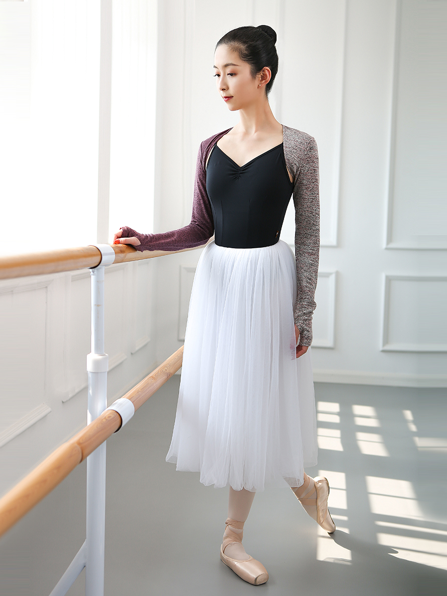 Ballet Costume Women Autumn Winter Adult Long Sleeve Leotard Wrap Tops Kintted Warm Up Shrug Adulto