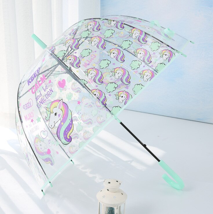 Paraguas con unicornio para niños, paraguas transparente, Apollo, semiautomático, pingüino de dibujos animados: 2