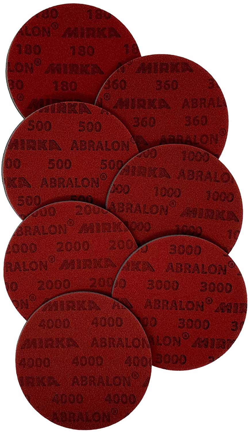Mirka Abralon papel de lija con respaldo de espuma, Discos de pulido y pulido de gancho y bucle, papel de lija de esponja, caja de 20 discos, 6 pulgadas