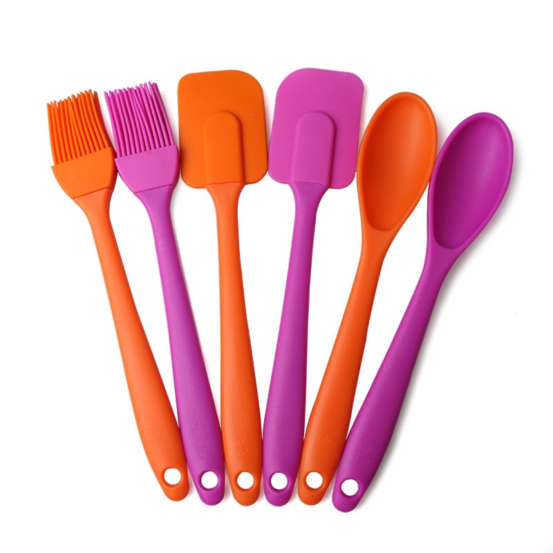 Non-Stick Silicone Spatula Spoon Brush Set Cooking Utensil Kit Cake Cookie Butter Scraper Mixing Batter Brush Scoop BBQ Tools