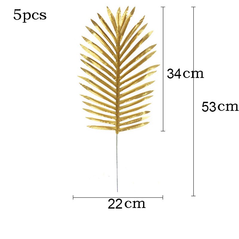 5Pcs Artificial Gold Fabric Turtle Back Leaf Scattered Tail Leaf Wedding Decoration For Home Christmas Birthday Palm Leaves