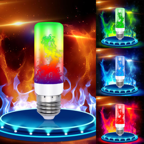 4 Modes E27/26 LED Flame Effect Fire Light Bulb Flickering Lamp Decor