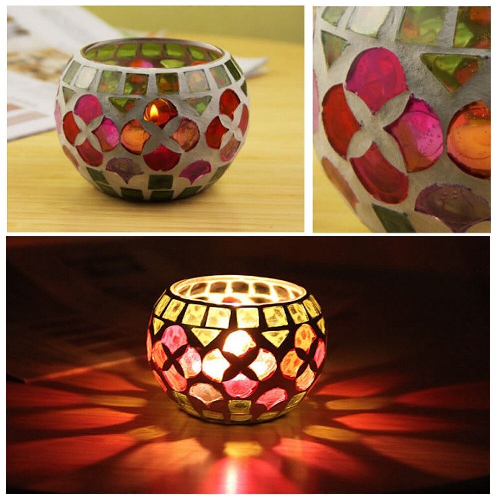 Marokkansk mosaik glas lysestage romantisk stearinlys middag lysestage hjem bordplade dekoration