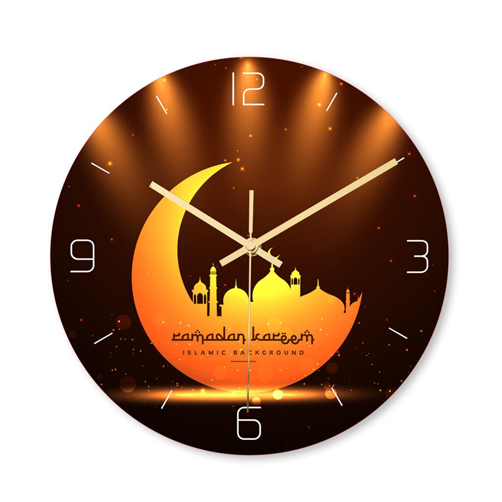 Frameless 3D Wall Clock Decal Sticker Muslim Ramadan Mubarak Home Decor Wall Clock Posters Wallpaper Islamic Wall Clock