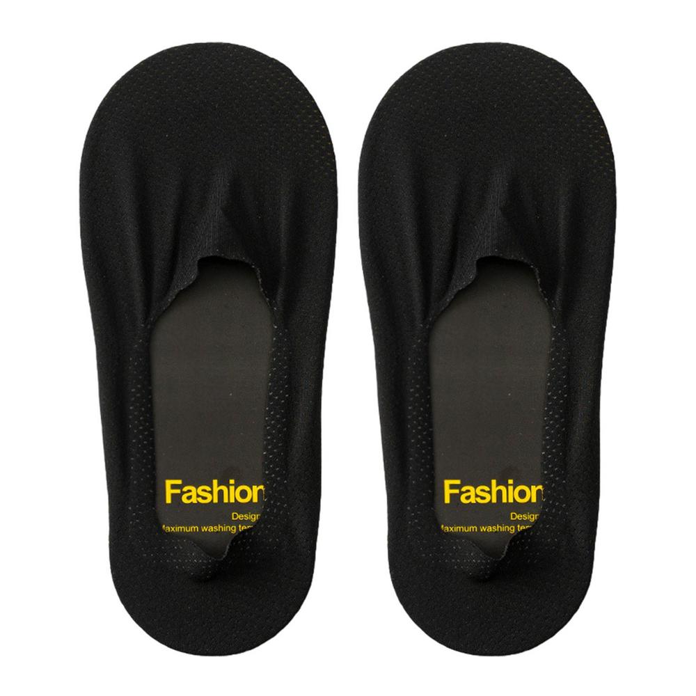 Calzini antiscivolo invisibili in silicone no mostrare pantofole estive ultrasottili traspiranti calzini da barca a taglio basso in seta di ghiaccio tinta unita: nero