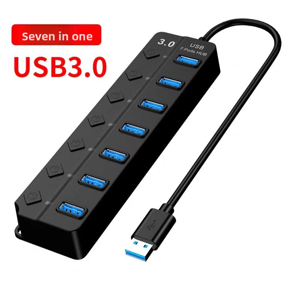 Hub USB 3.0 7 in 1 Dock di espansione a 7 porte Splitter USB 3.0 Interruttore indipendente ad alta velocità Estensore USB ad alta velocità