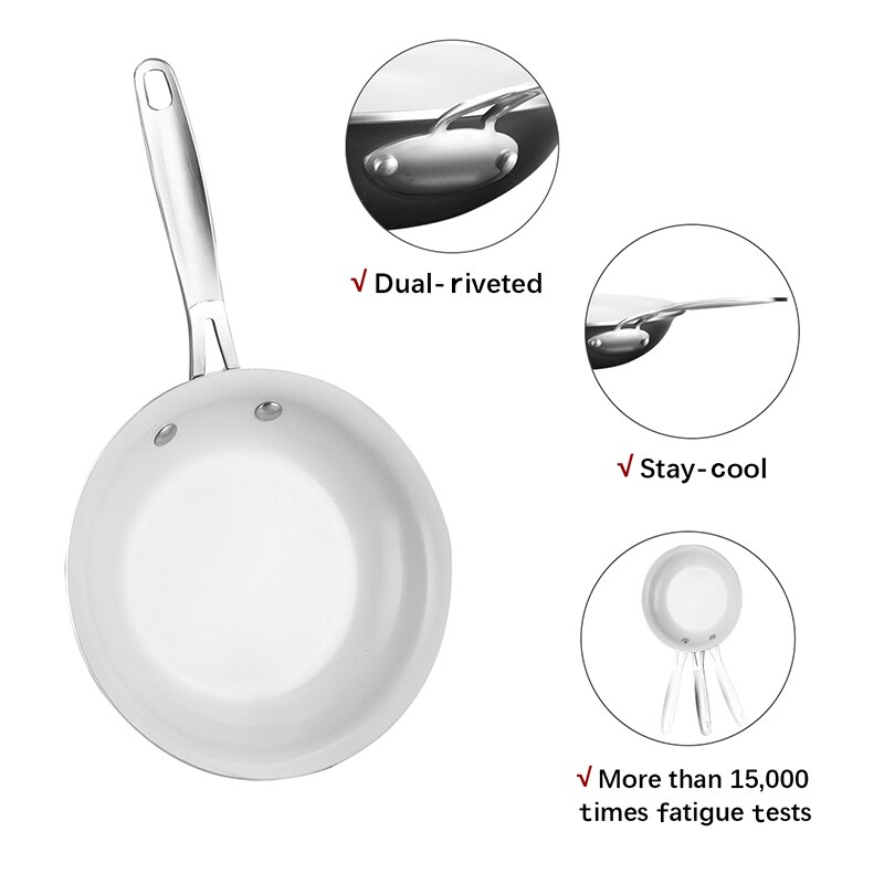 COOKER KING Ceramic Nonstick Frying Pan Set 3-pieces Skillet Pan Saucepan With Stainless Steel Handle Oven Safe 20/26/30cm