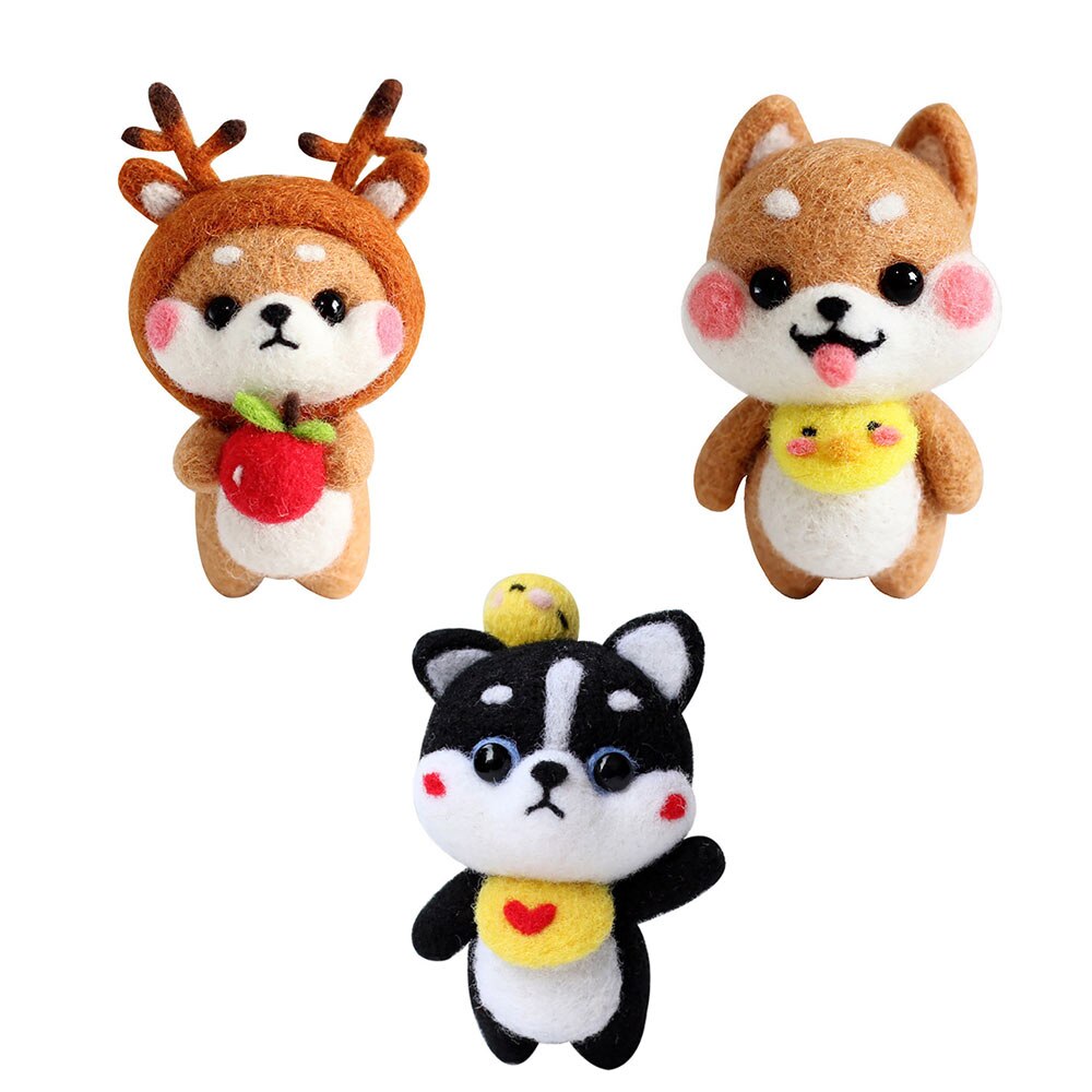 Animal Wool Felt Material Package Crafts Needle Toy Doll Wool Felt Poked Felt Craft DIY Non Finished Poked Set Handcraft Kit