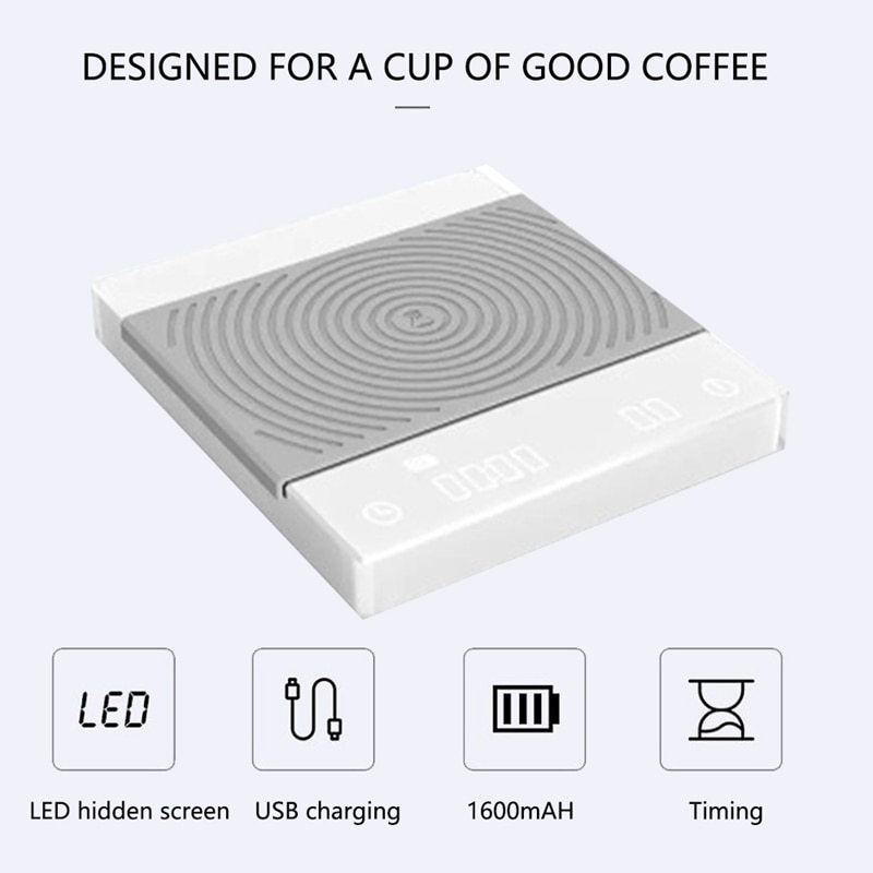 Coffee Scale Portable Smart Digital Food Scale Electronic Drip Coffee Scale with Timer 2Kg