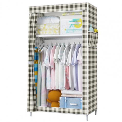 Easy to Install 1 Set Great Storage Shelves Clothes Hanging Rack Load Bearing Clothing Storage Cabinet Curtain for School: Grid