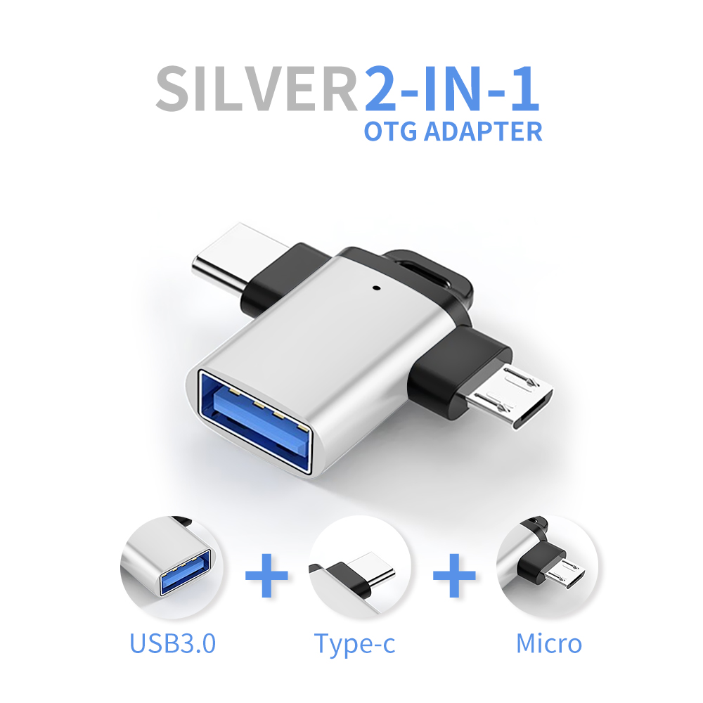 Elough OTG USB C Adapter USB 3.0 To Type C For Xiaomi Samsung USB type C Male To Micro USB Female Converter USBC OTG Connector: Silver otg 2 in 1
