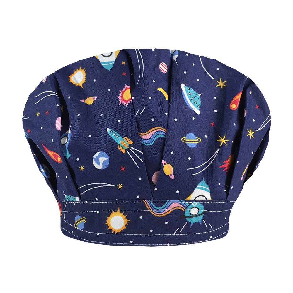 Adjustable cooking hat for men and women kitchen cafes elastic berets catering cooking caps printed work caps chef hat Long hair: photo4