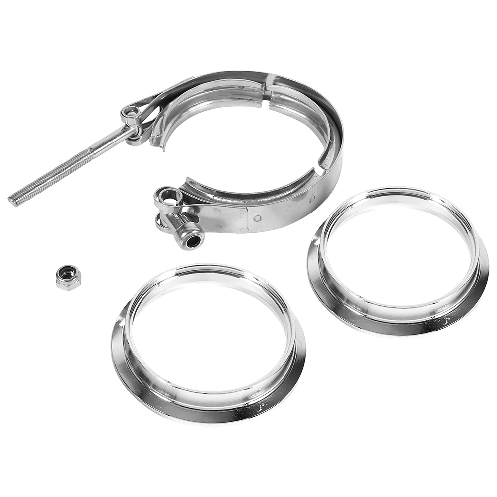 3&quot; Inch Stainless Steel V-Ring Clamp And Iron Adapter With 2 Flanges Kit Exhaust Down Pipe For Turbos Blow-Off Valves Exhausts